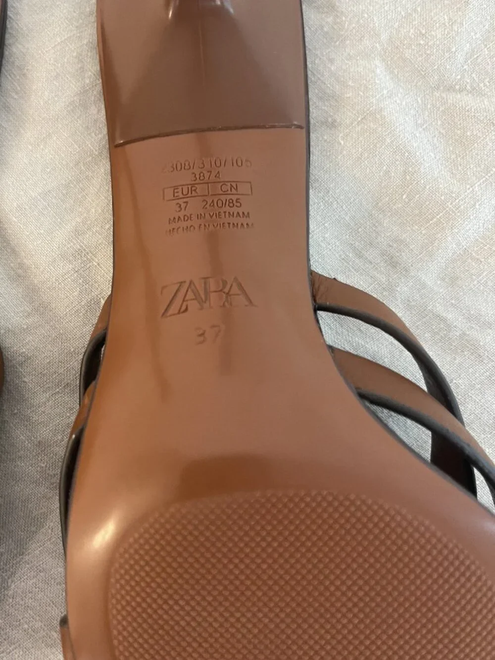 Zara Brown Leather Sandals SZ 37 NWOT - Picture 3 of 4
